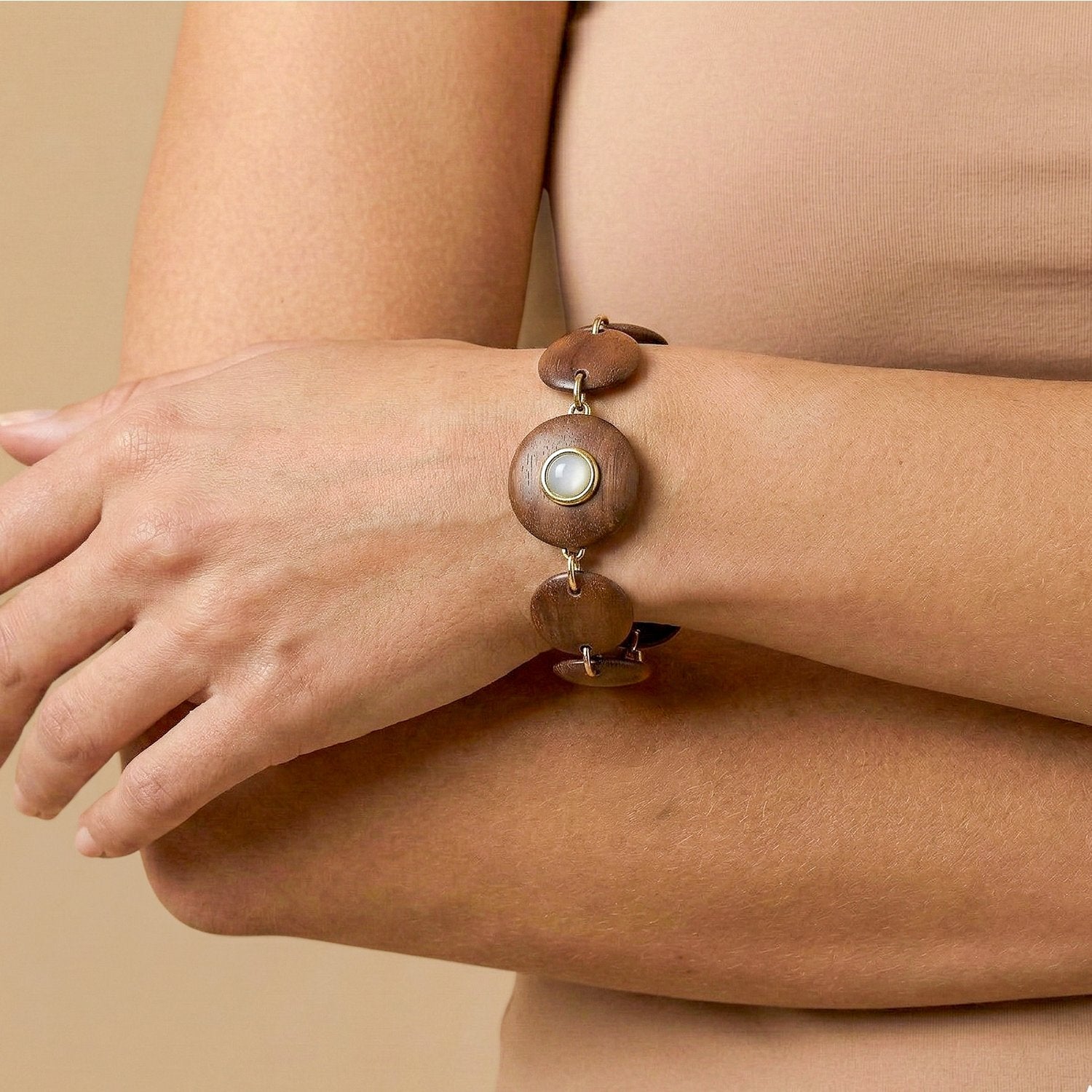 Bracelet Oman porté bois naturel 13--44684 Nature Bijoux