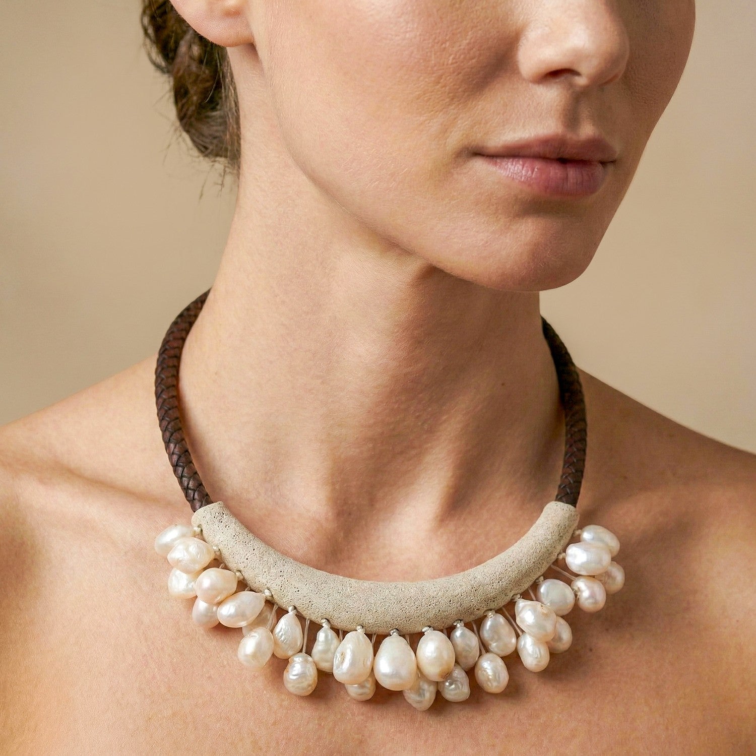 Détail perles baroques collier Bora Bora 15--43950 Nature Bijoux