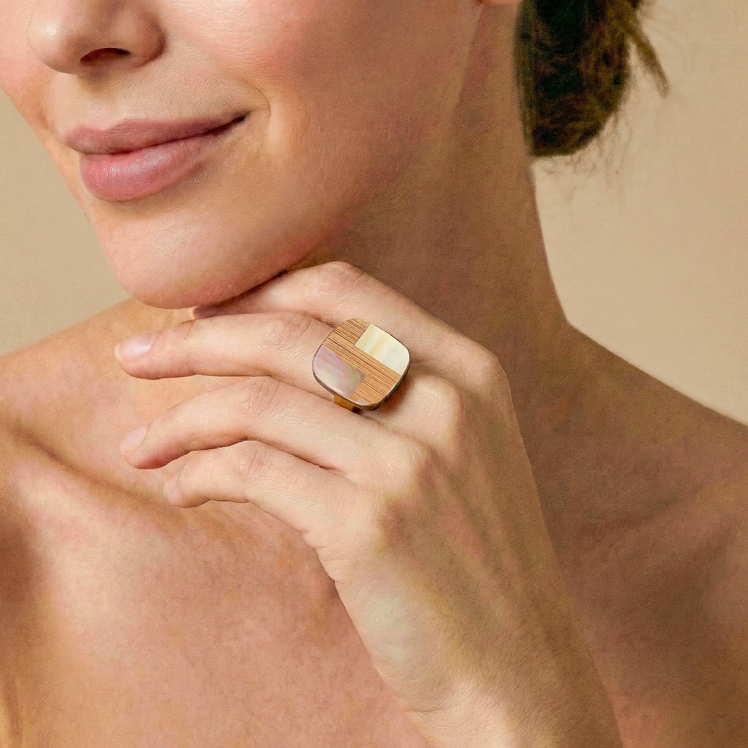 Détail matière bague ajustable Kamakura 19--27092 Nature Bijoux