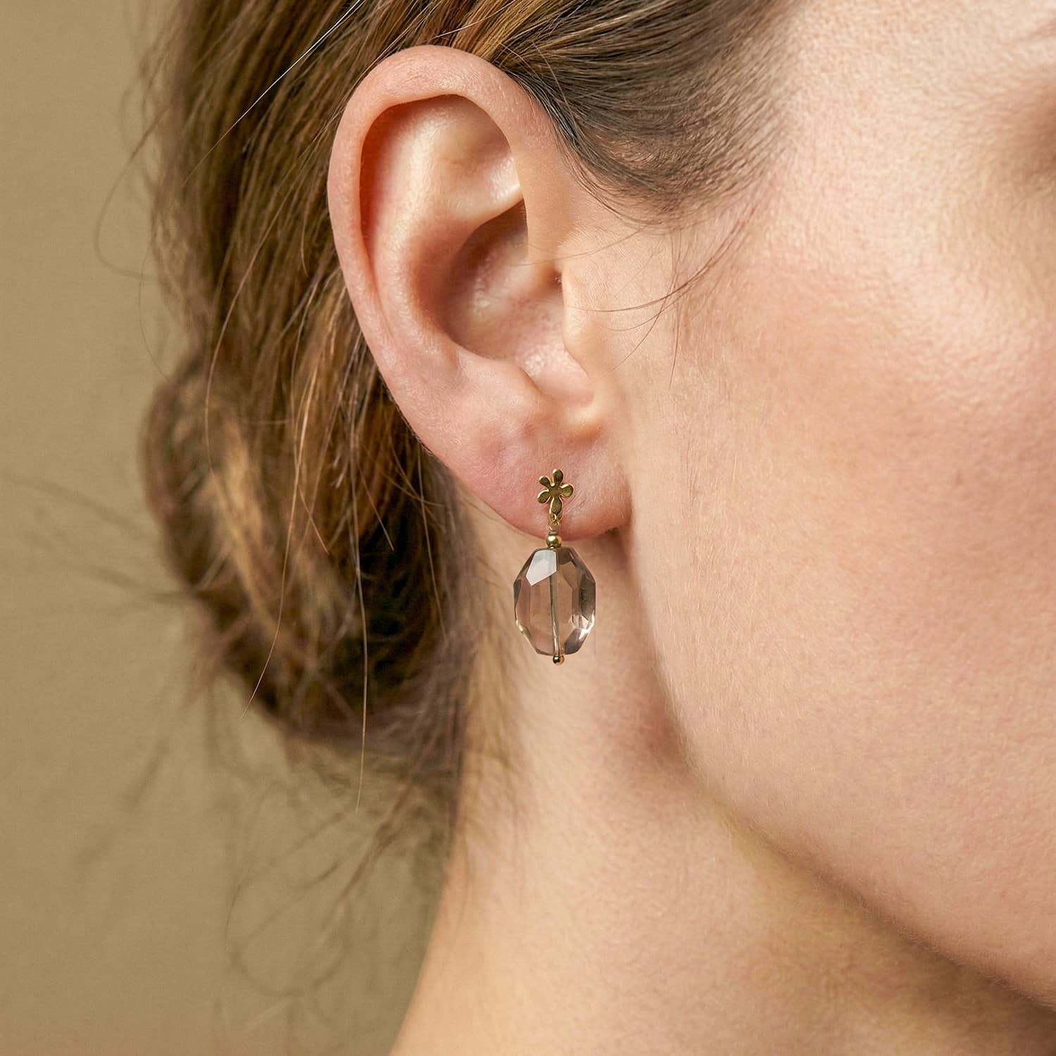 Boucles d'oreille détail quartz fumé 12--90831 Nature Bijoux
