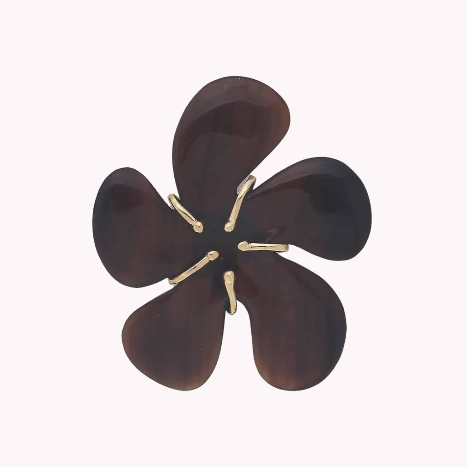 Broche Nature Bijoux Florea fleur corne noire 10--23953