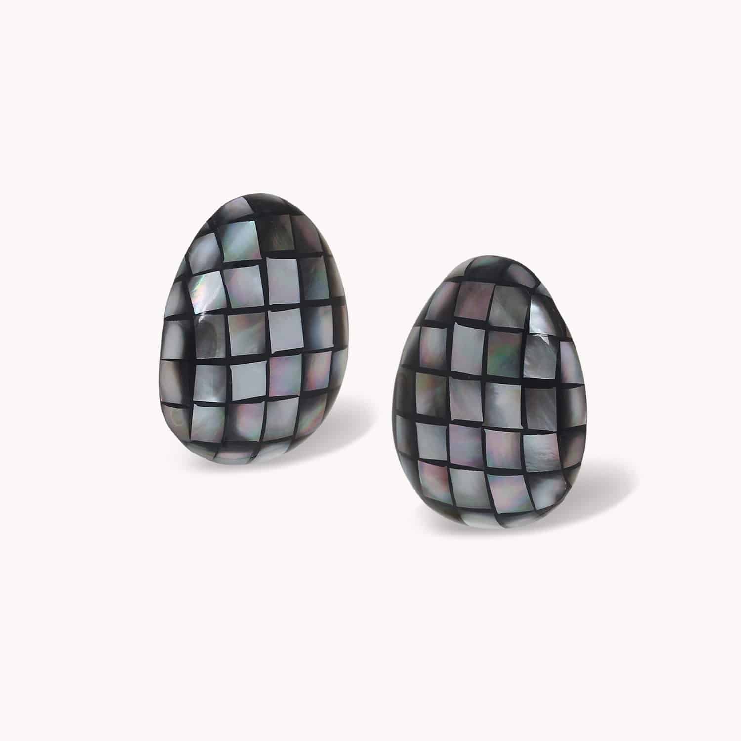 Boucles d'oreilles Nature Bijoux Rivoli marqueterie nacre noire 11--90740