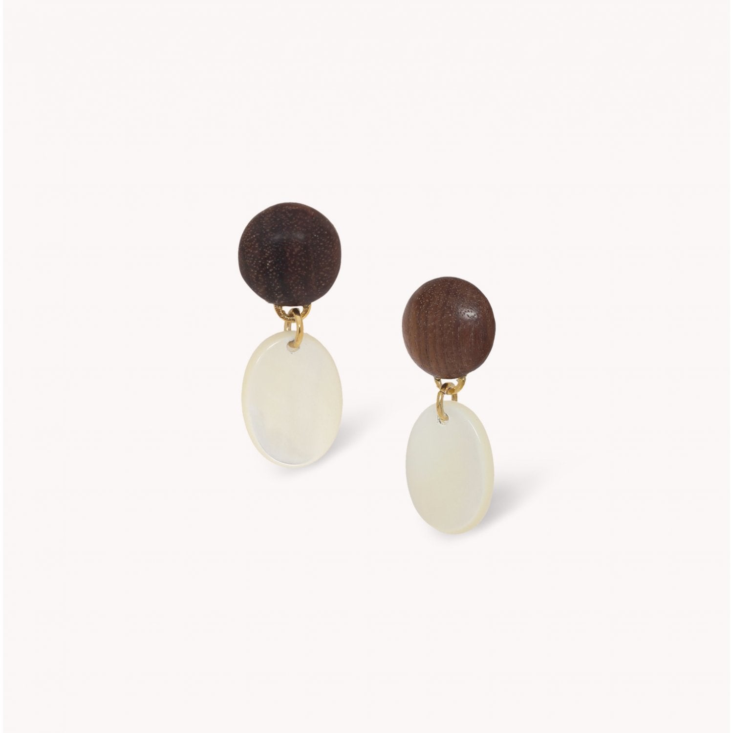 Boucles d'oreilles Nature Bijoux Oman bois laiton nacre 12--90793
