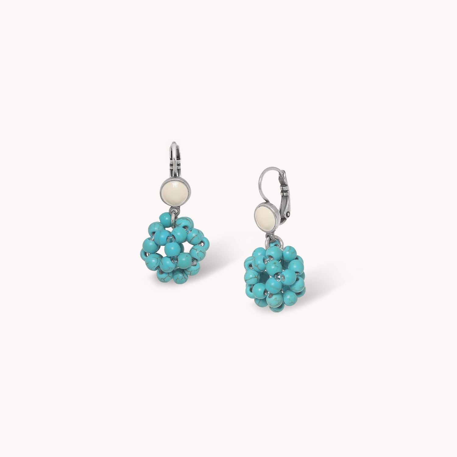 Boucle d'oreille Manitoba dormeuse petit modèle en howlite et laiton 12--90813 Nature Bijoux