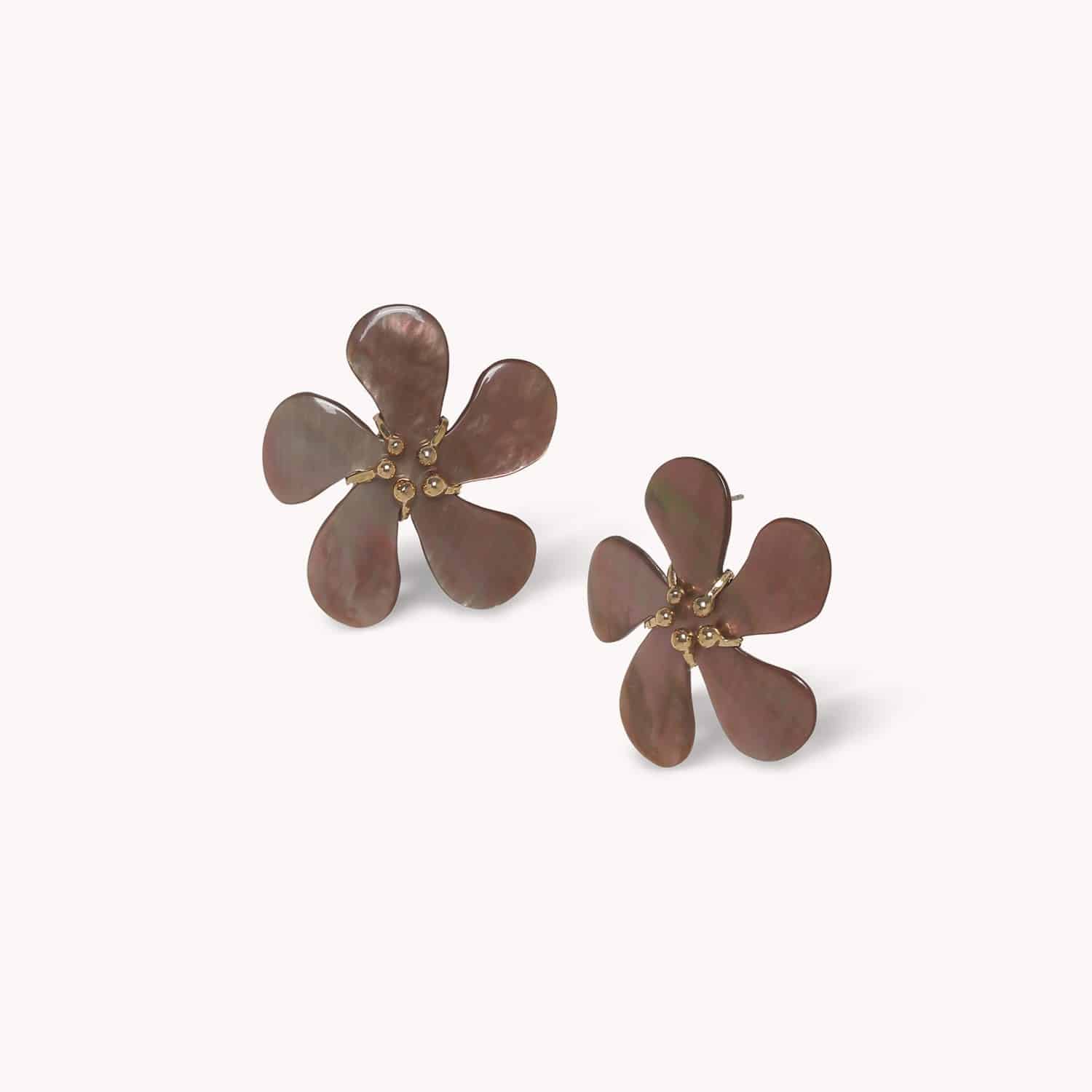 Boucles d'oreille Belle De Nuit nacre brune 12--90845 Nature Bijoux