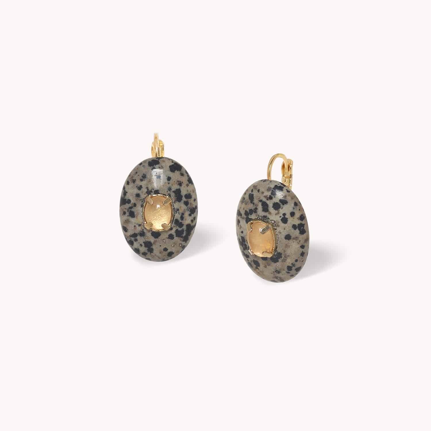 Boucles d'oreilles Kinshasa dormeuses ovales insert Capiz 12--90854 Nature Bijoux
