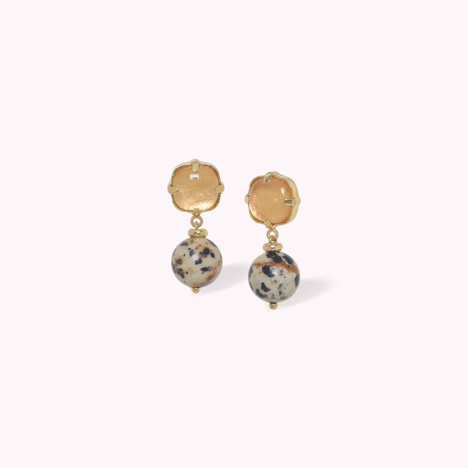 Boucles d'oreille Kinshasa jaspe dalmatien coquillage Capiz 12--90858 Nature Bijoux