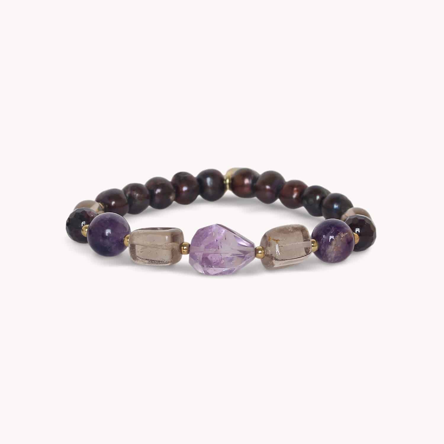 Bracelet Belle De Nuit multi matières améthyste grenat 13--44712 Nature Bijoux