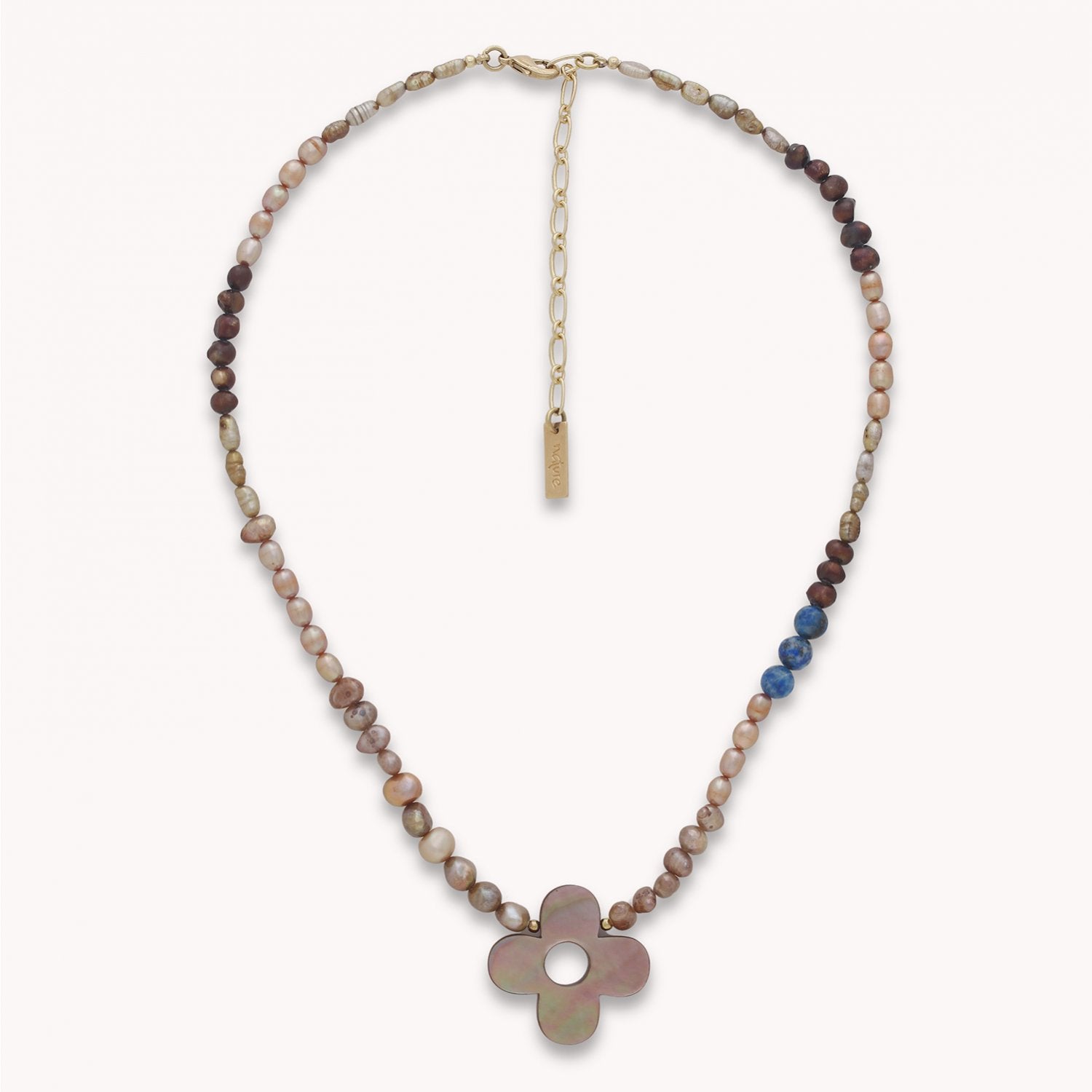 Collier Nature Bijoux Montmartre Simple Pendentif Nacre Brune 15--43861