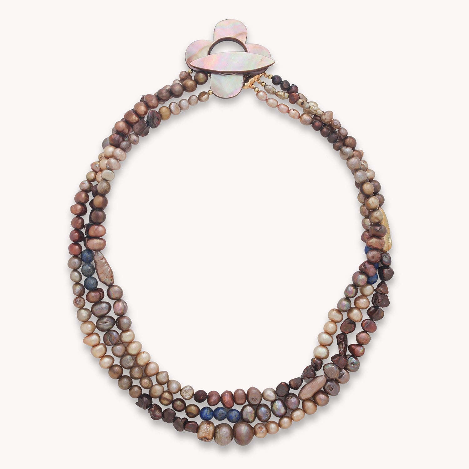 Collier Montmartre plastron 3 rangs nacre brune perles 15--43862 Nature Bijoux