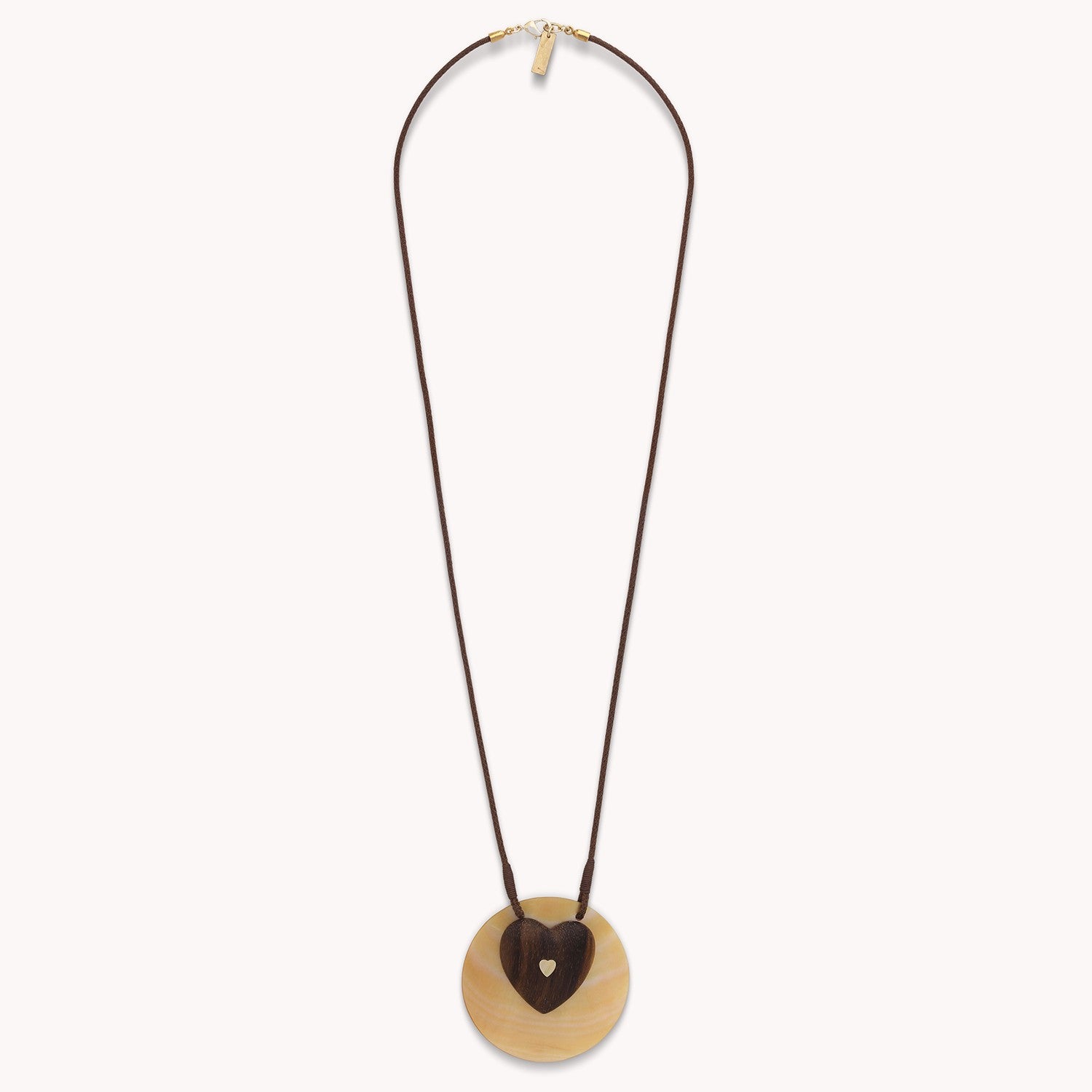 Collier Wild Heart nacre dorée et bois Robles 15--43912 Nature Bijoux