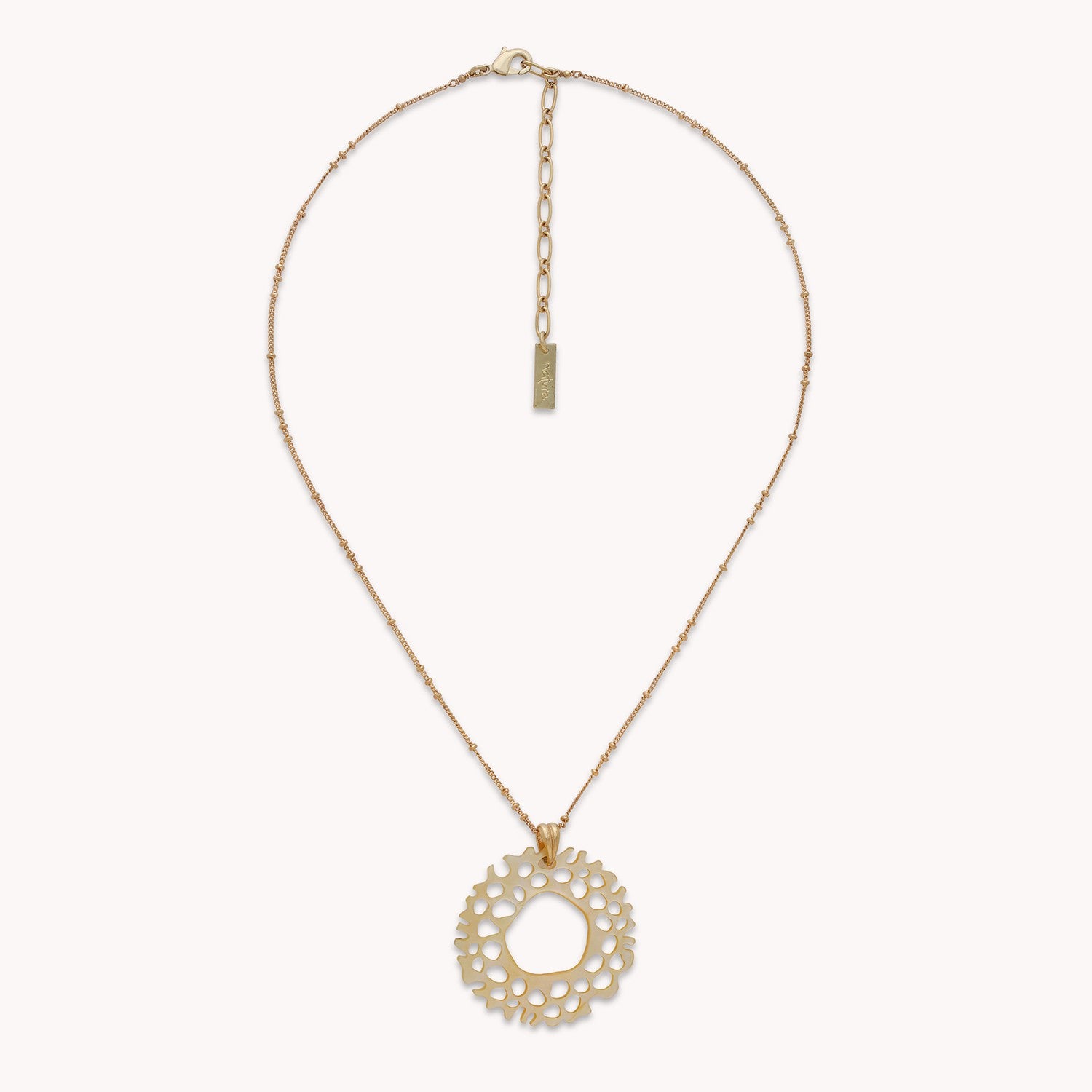 Collier Corallium petit pendentif anneau nacre dorée 15--43922 Nature Bijoux