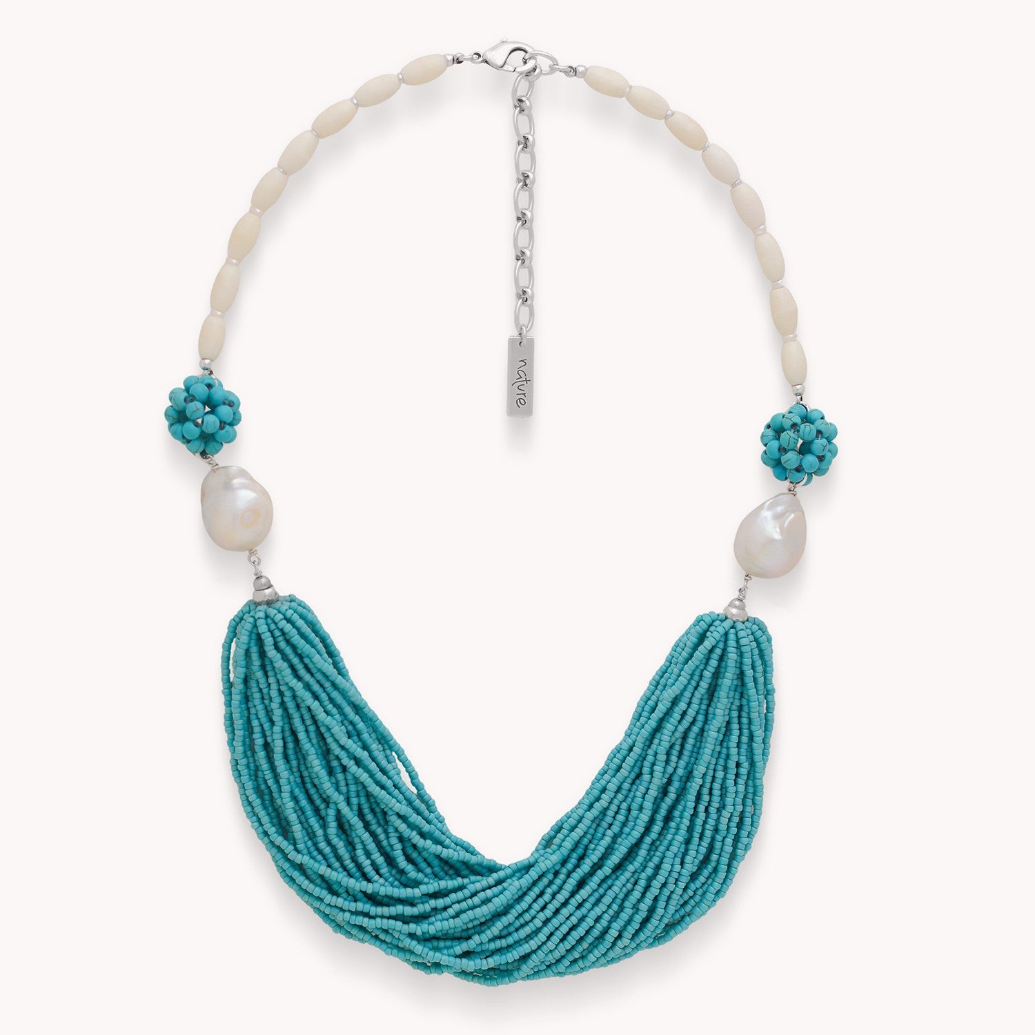 Collier plastron multirangs Manitoba perles de culture howlite os 15--43960 Nature Bijoux