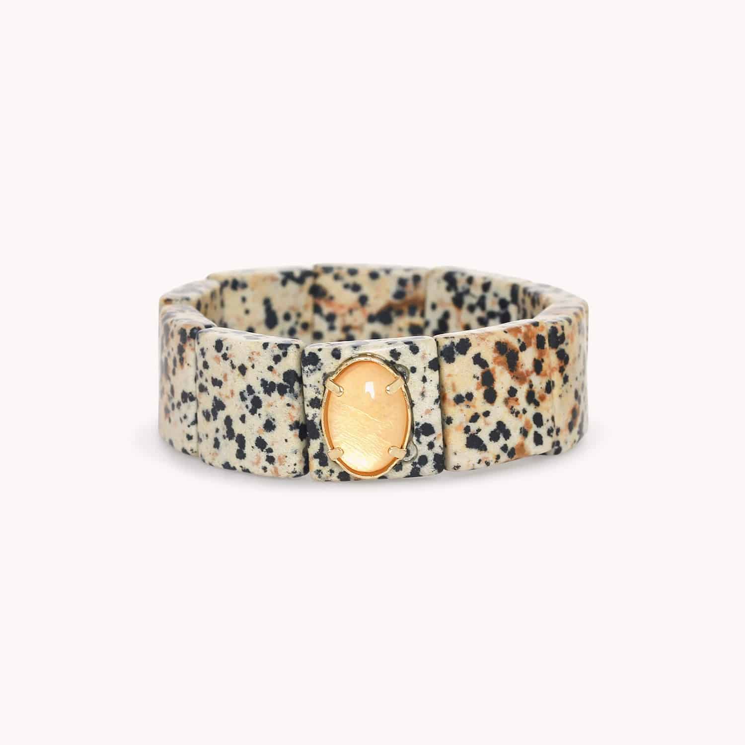Bracelet Kinshasa jaspe dalmatien Coquillage Capiz 13--44731 Nature Bijoux