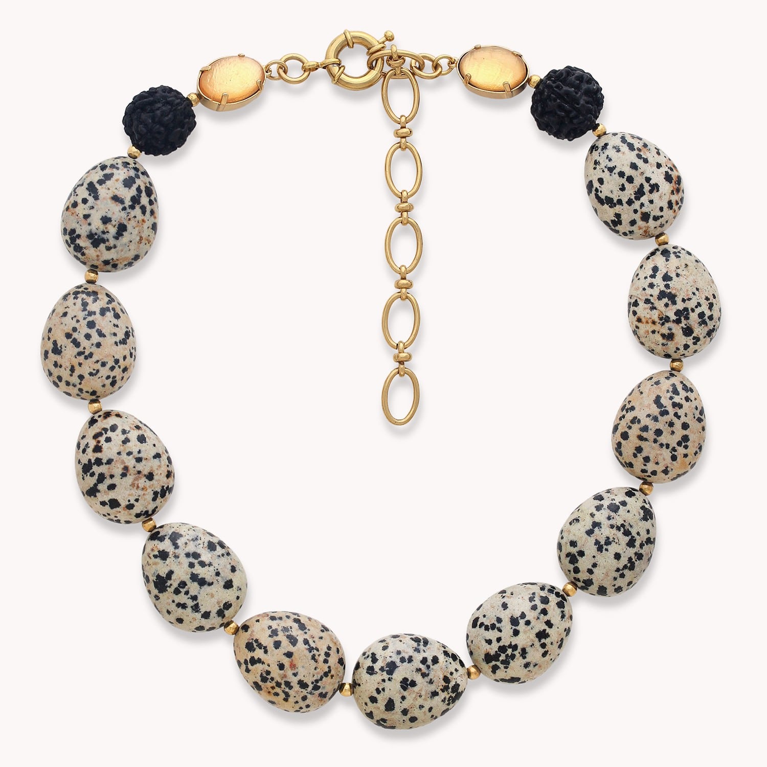 Collier Kinshasa jaspe dalmatien plastron grosses perles 15--43982 Nature Bijoux