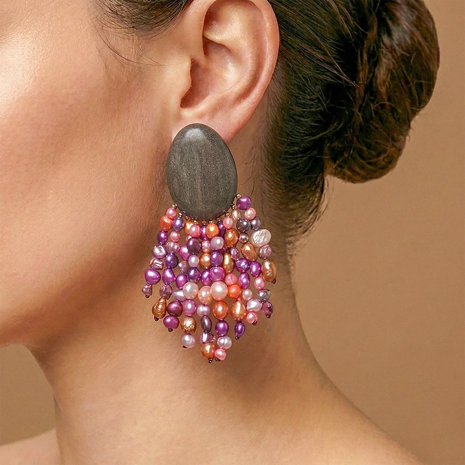 Boucles d'oreilles details perles clips 11EL90891 Nature Bijoux