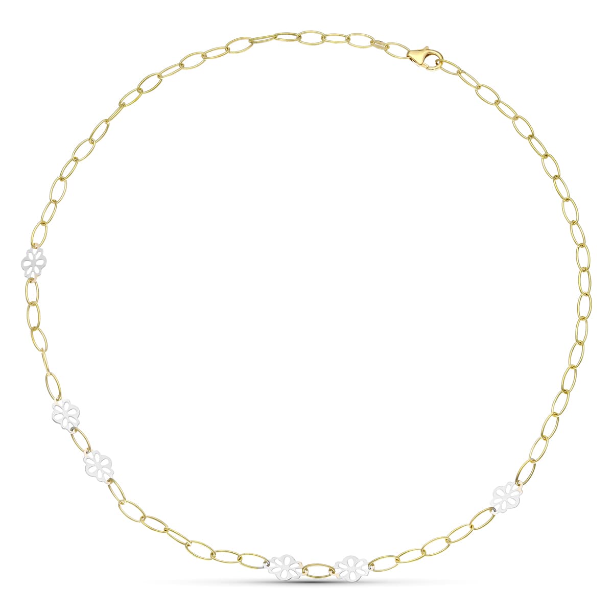 18K Collier Or Bicolore Fleurs