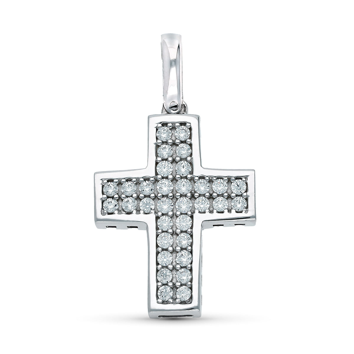 Cruz Oro Blanco 18K Circonitas Huecas 22X16 mm 335 Gr