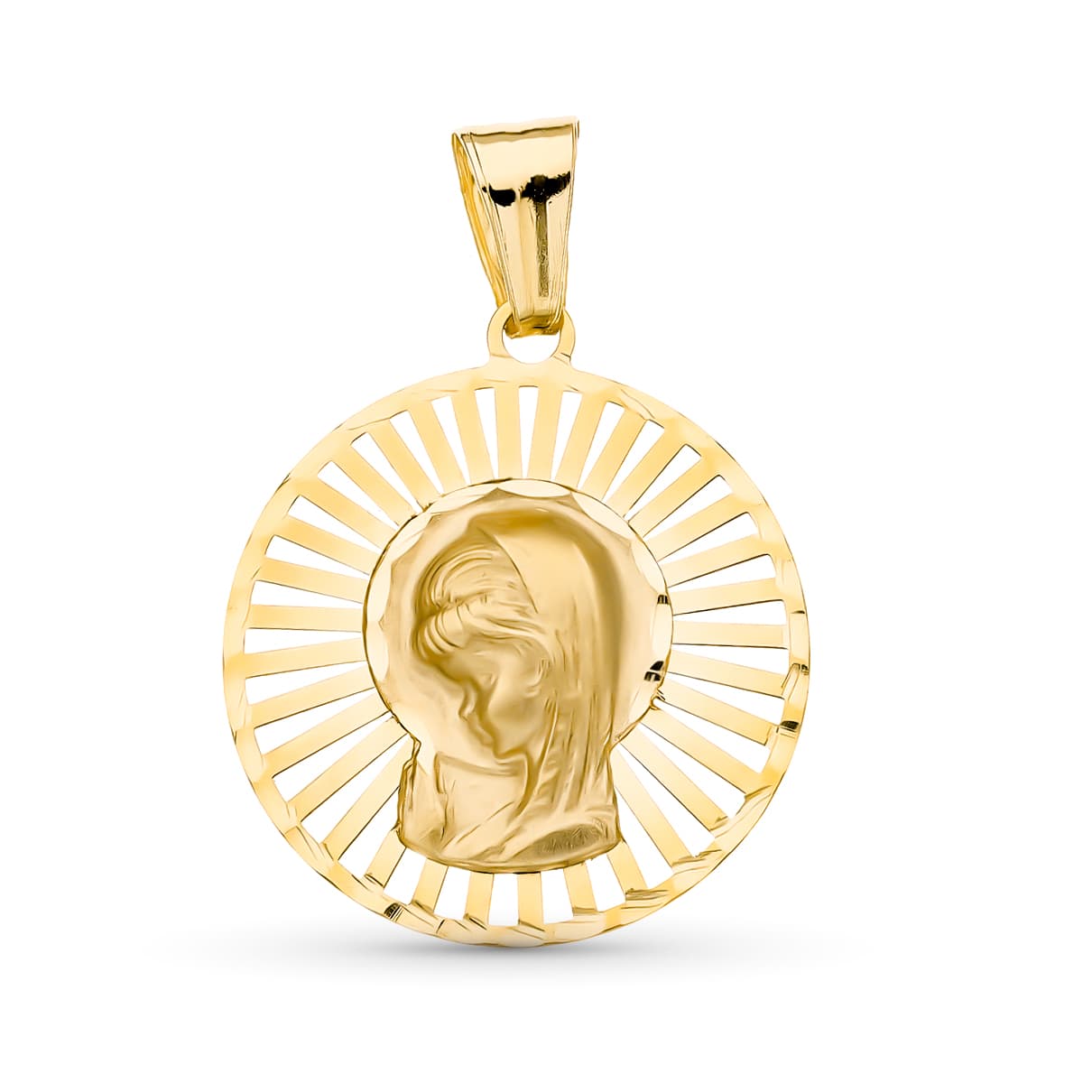 18K Gult Gull Medal Virgin Girl 22X20 mm