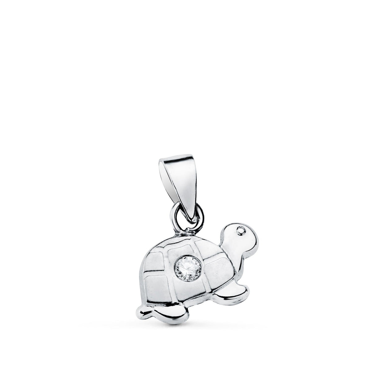 Pendentif tortue oxyde de zirconium – Or 18 carats – Or blanc