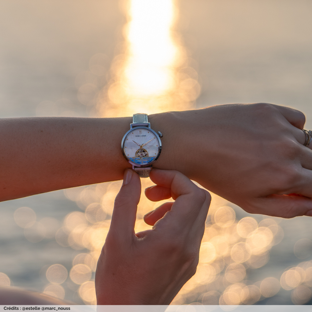 Montre femme Pierre Lannier AUSTRALE 150H900 – cadran blanc bracelet cuir blanc – vue 2