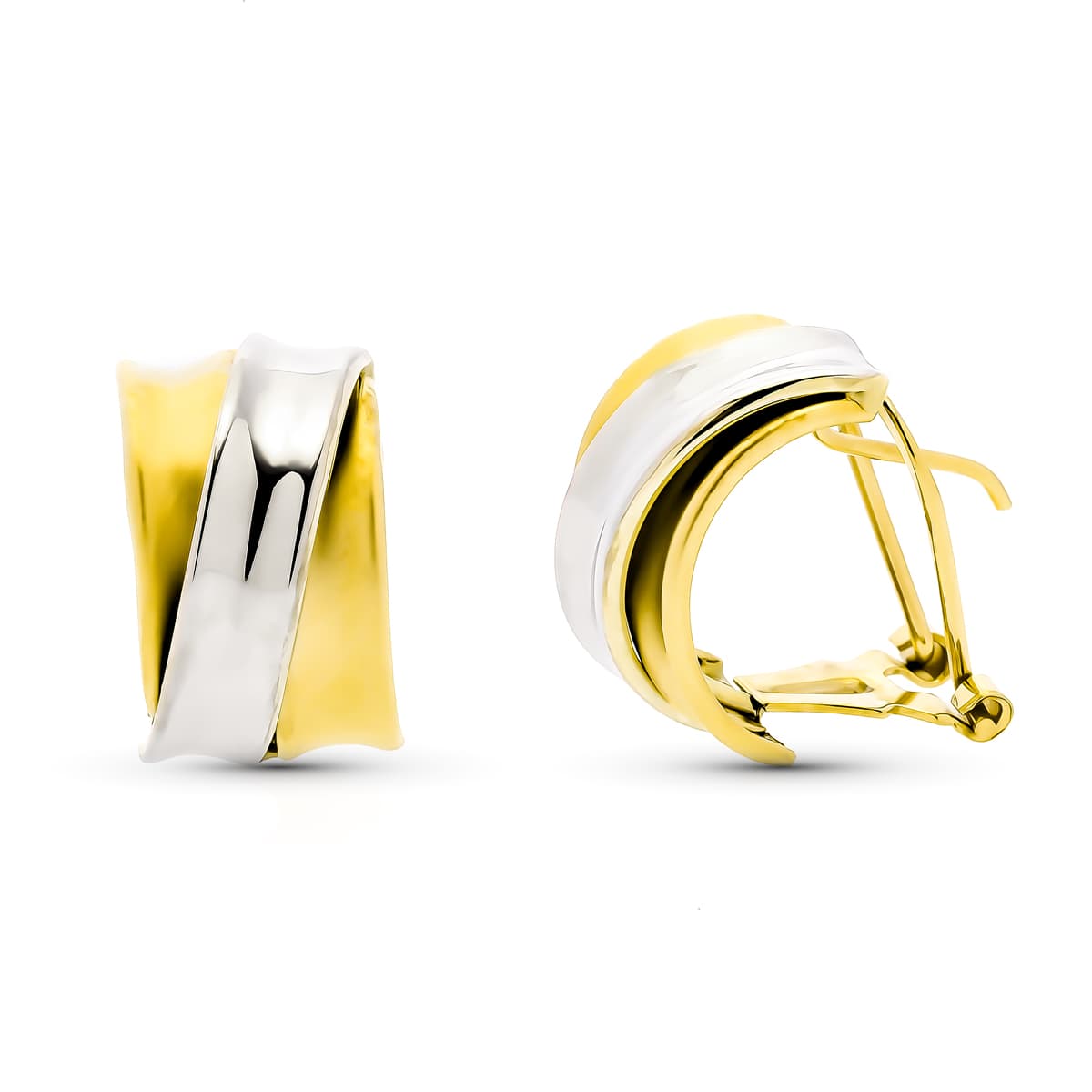 9K guld vedhæng Bicolor Bandas Mate Y Brillo. Media: 15 X 9 Mm. Omega glas