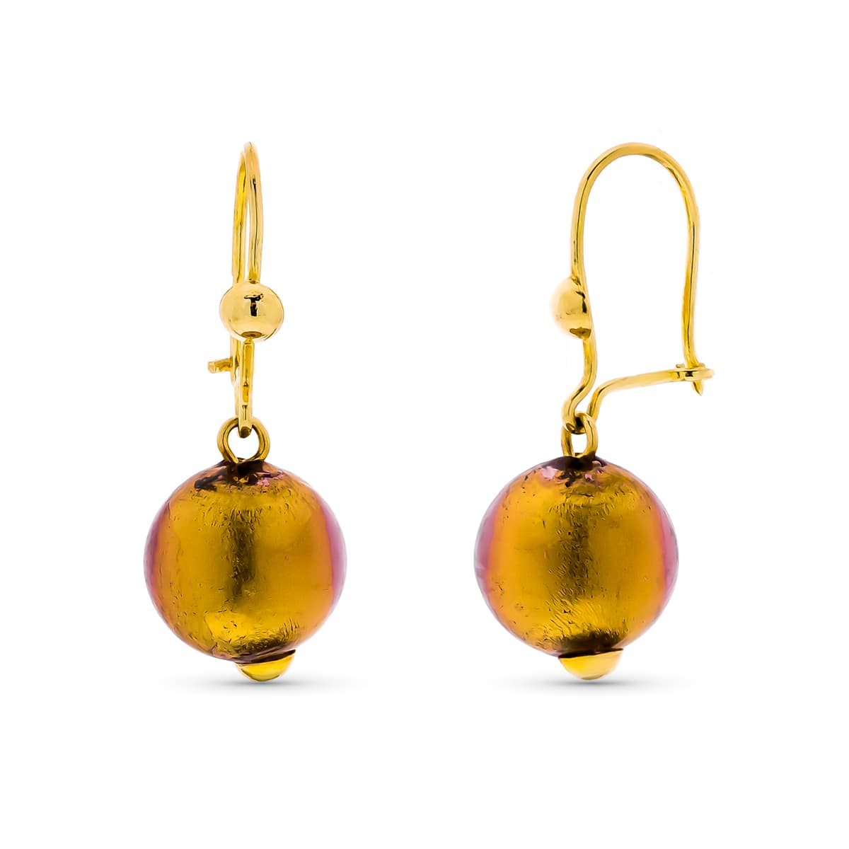 18K gullanheng Amarillo Bola Crystal Murano 10 mm