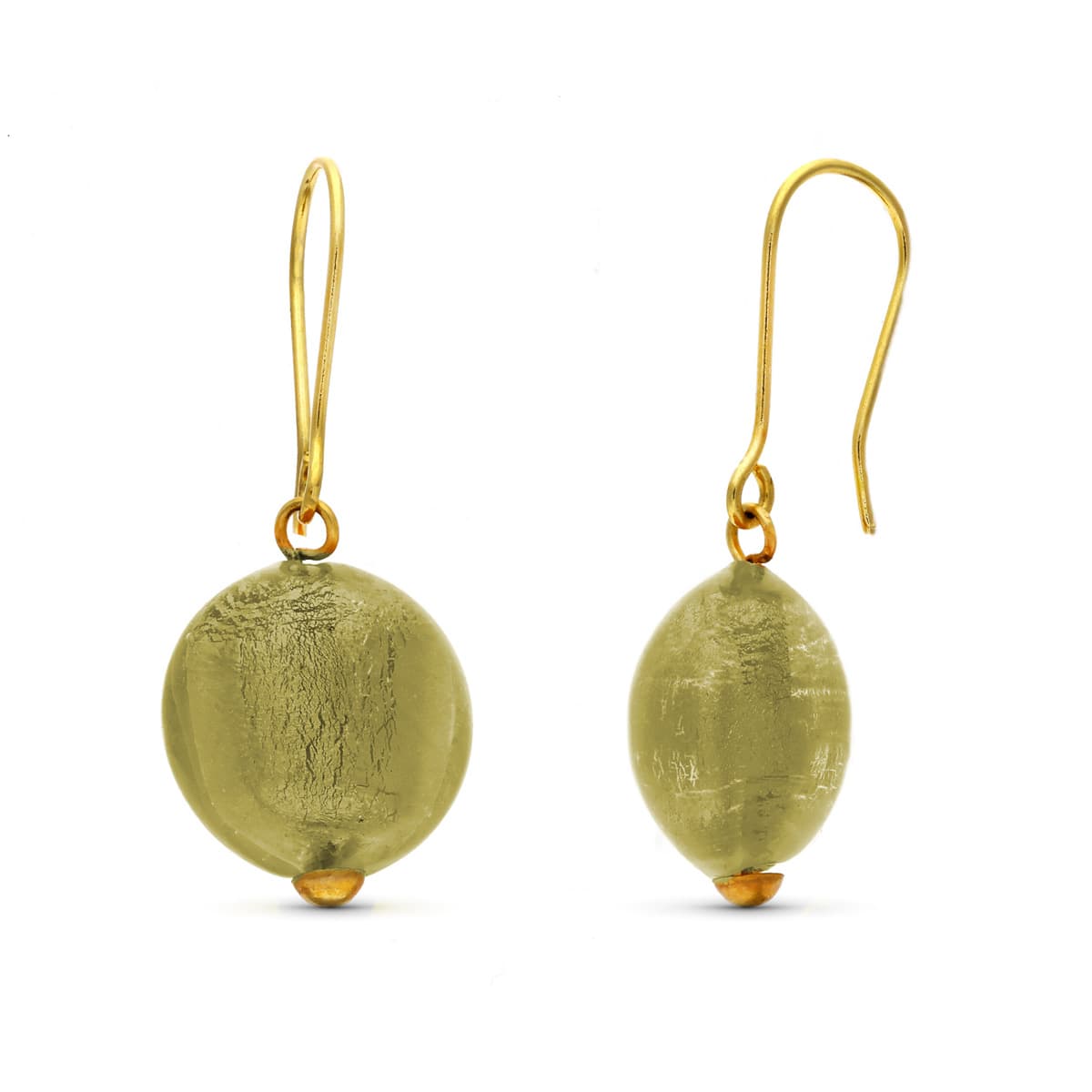 18K Gul Guld Grønne Murane Øreringe 33X14 mm
