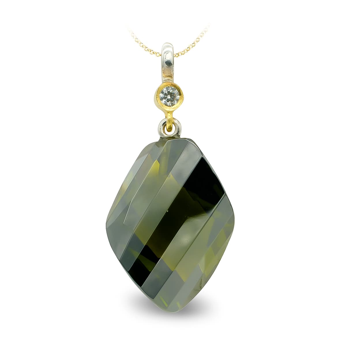 18K Tofarget gullanheng Peridot 20 mm Zirkon