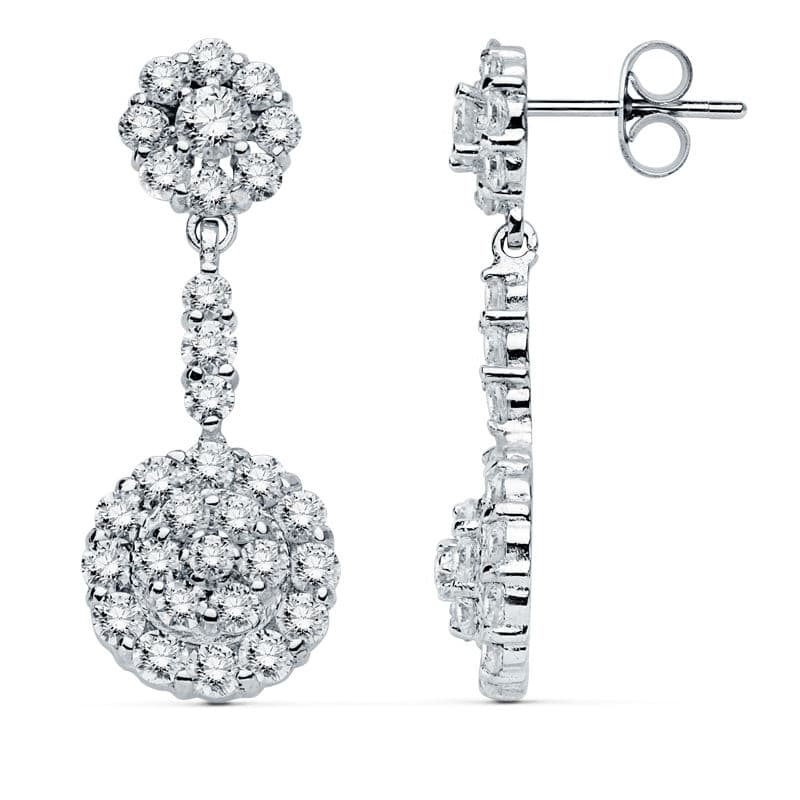 18K Bucles d'oreilles en Or Blanc Fermoir Poussettes Papillon