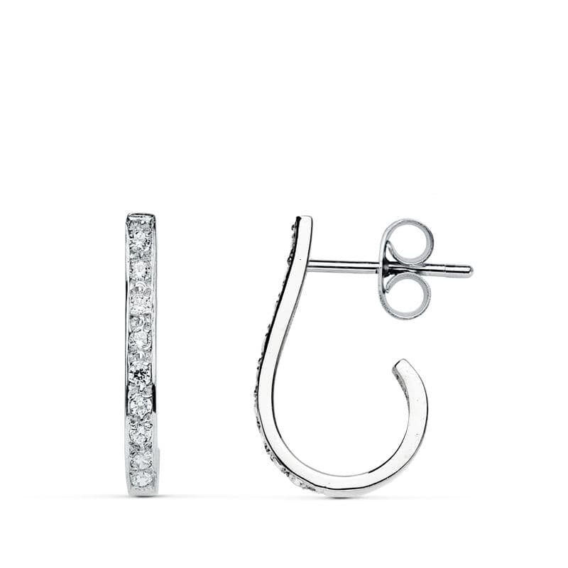 18K Bucles d'oreilles Zircon en Or Blanc Fermoir Poussettes Papillon