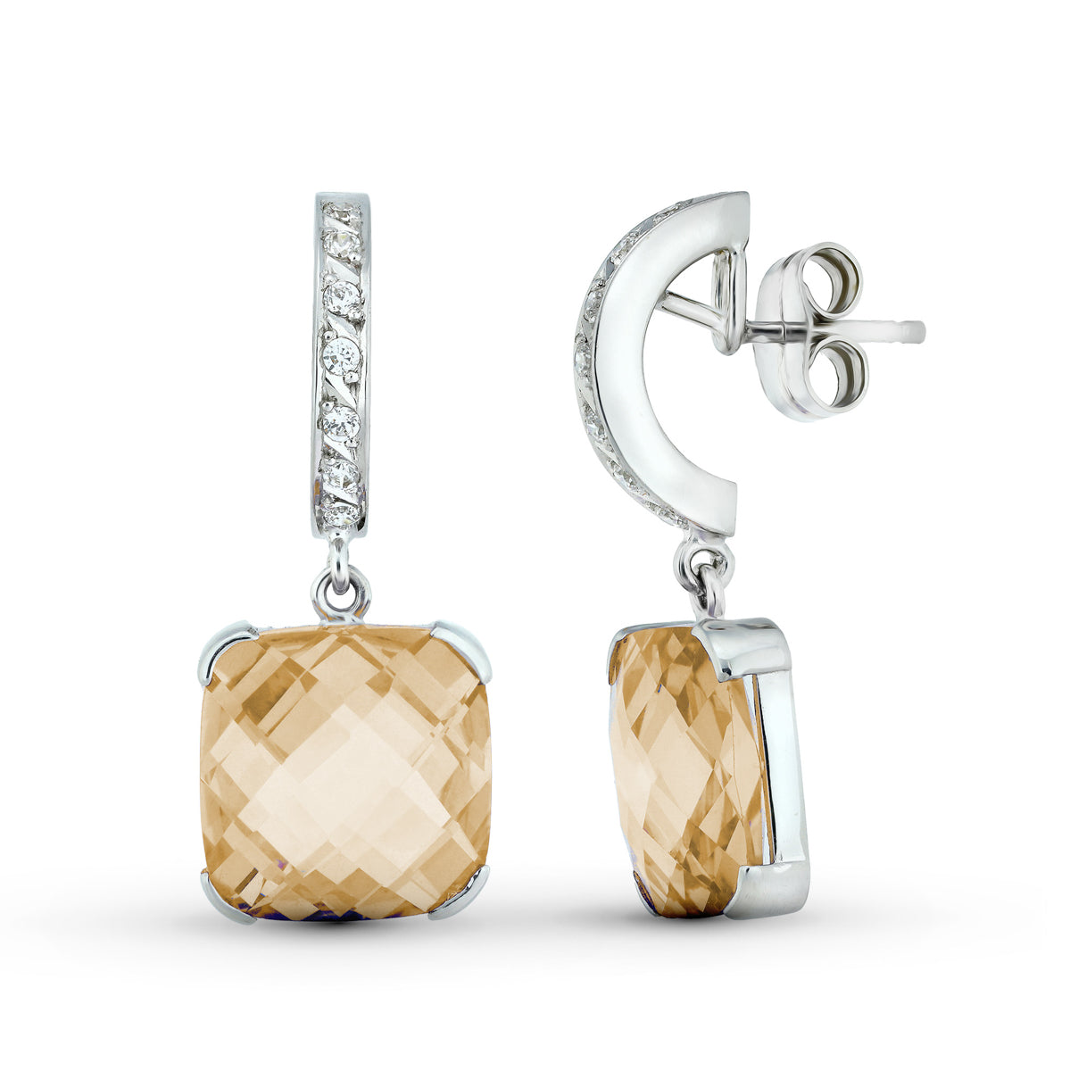 Brincos Pedra Cor Topázio 18K 30X12 mm
