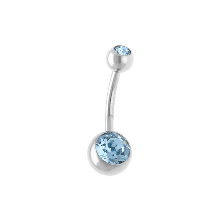 Piercing nombril oxydes bleu ciel en acier avec finition polie