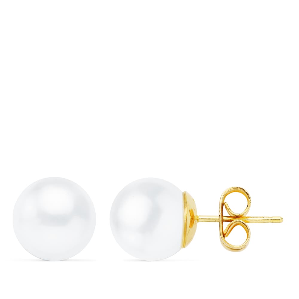 Boucles d'oreilles Perles de Culture Or Jaune 18K 9-95 mm Fermoir Poussettes Papillon