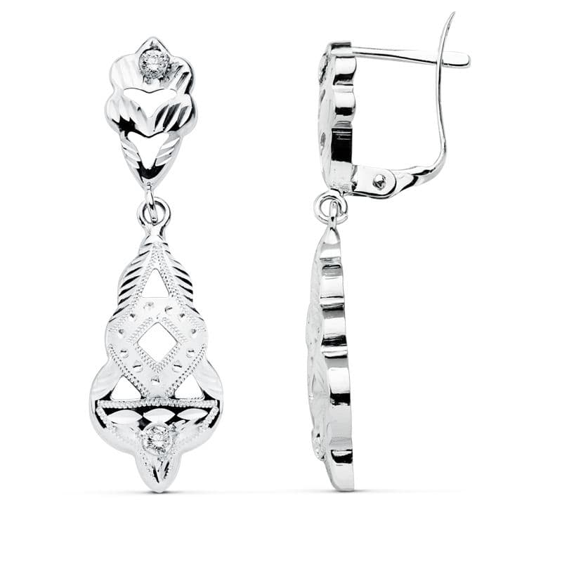 18K Gold Earrings White Gold Catalan Clasp