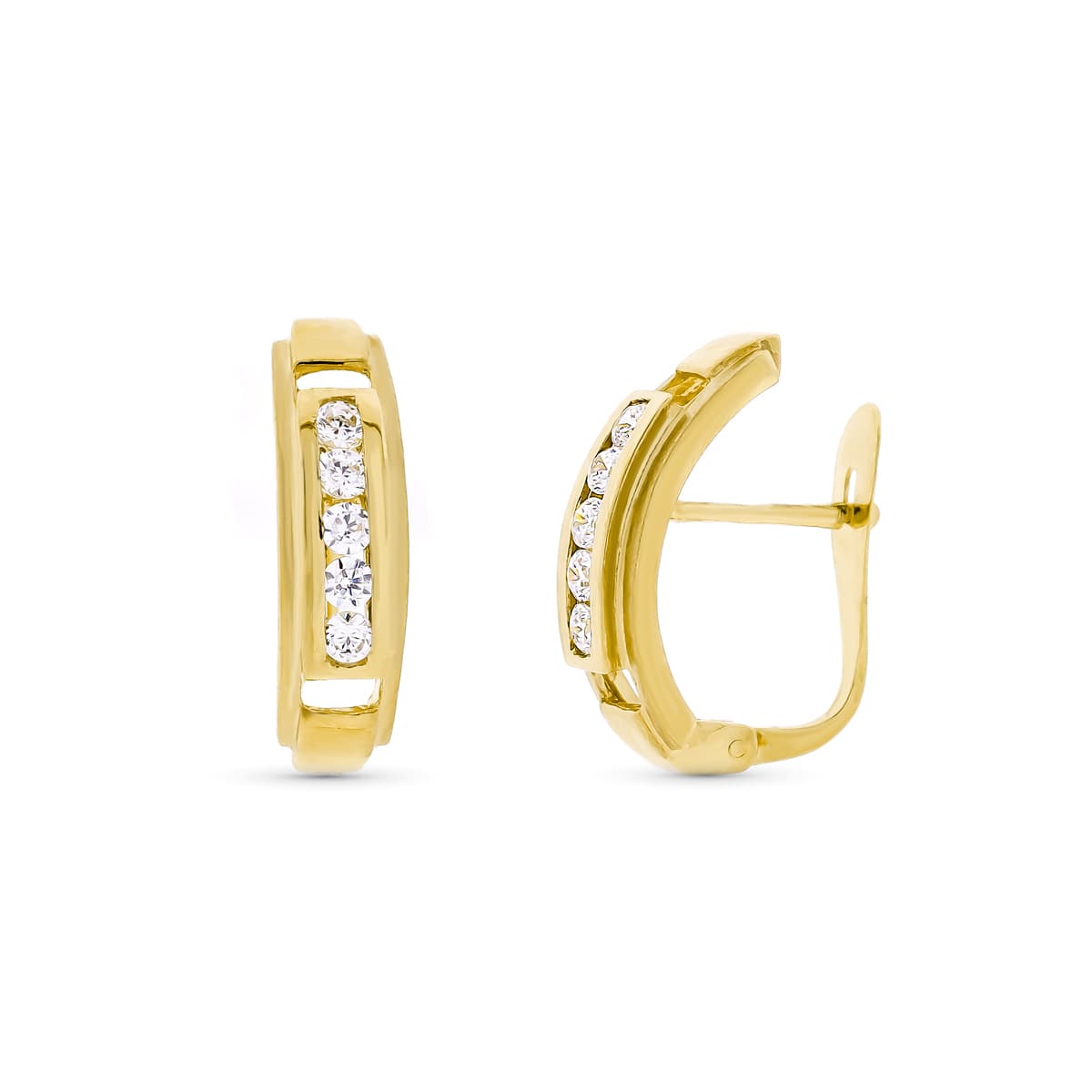 18 Ayar Sarı Altın Küpe Zirkon 16 X 4 mm Katalan Toka