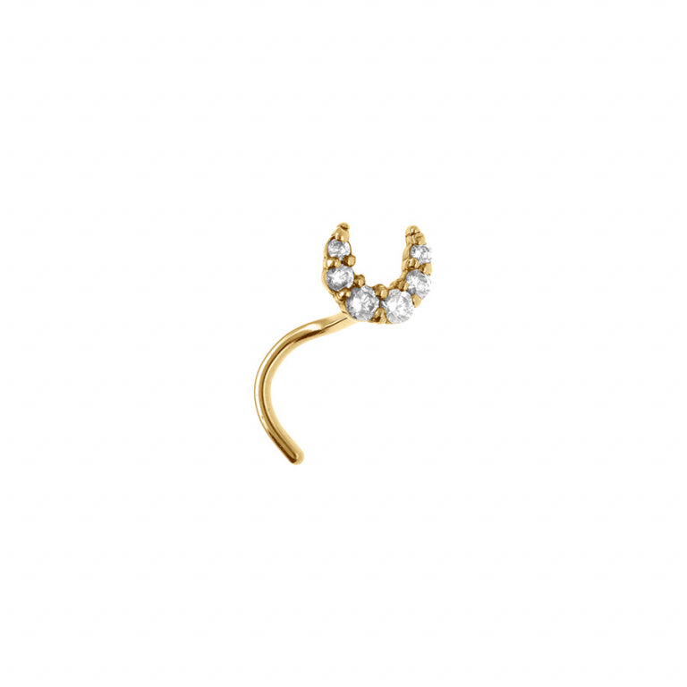 Piercing nez demi lune en acier doré avec oxydes blancs