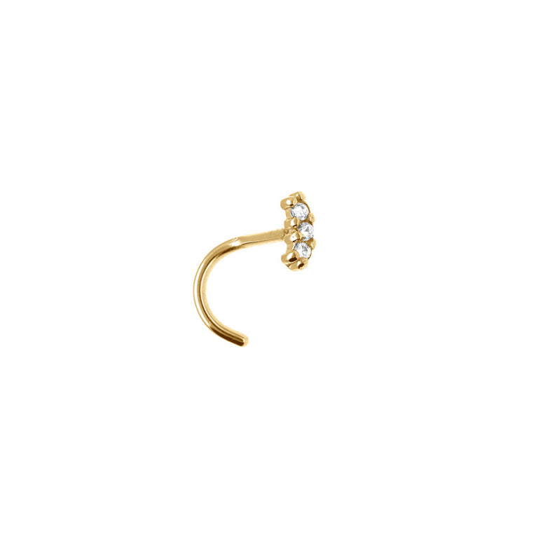 Piercing nez en acier doré avec oxydes blancs