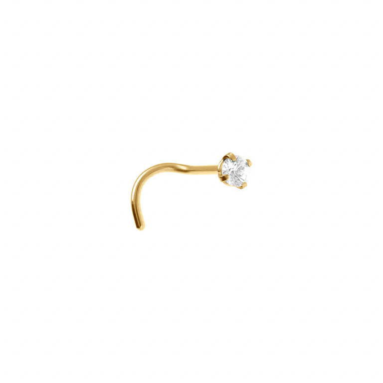 Piercing nez en acier doré avec oxydes blancs