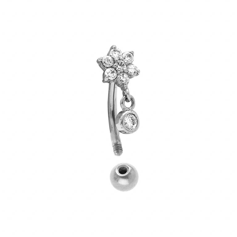 Blomsterpiercing – Silverstål | Azulin view 2