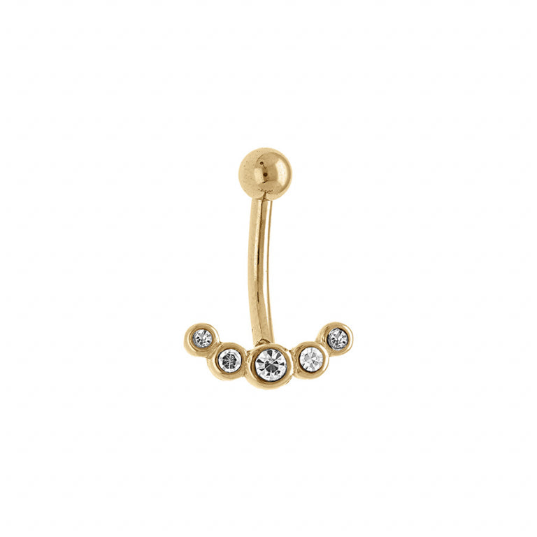 Piercing oreille rook et arcade en acier doré avec oxydes blancs sertis clos