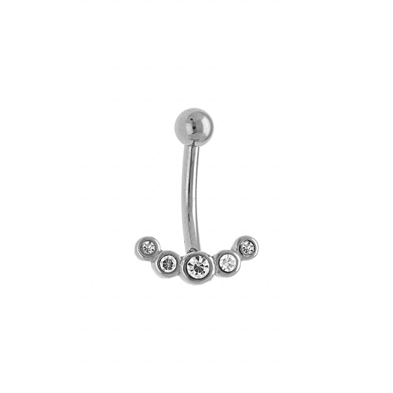 Closed Setting White Cubic Zirconia Piercing – Silver Steel | Azuline