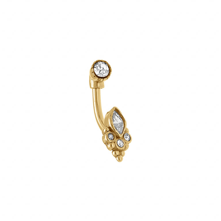 Piercing motif oxydes blancs en acier doré pour oreille rook et arcade