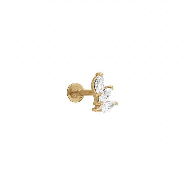 Piercing helix en acier doré avec oxydes de zirconium blancs