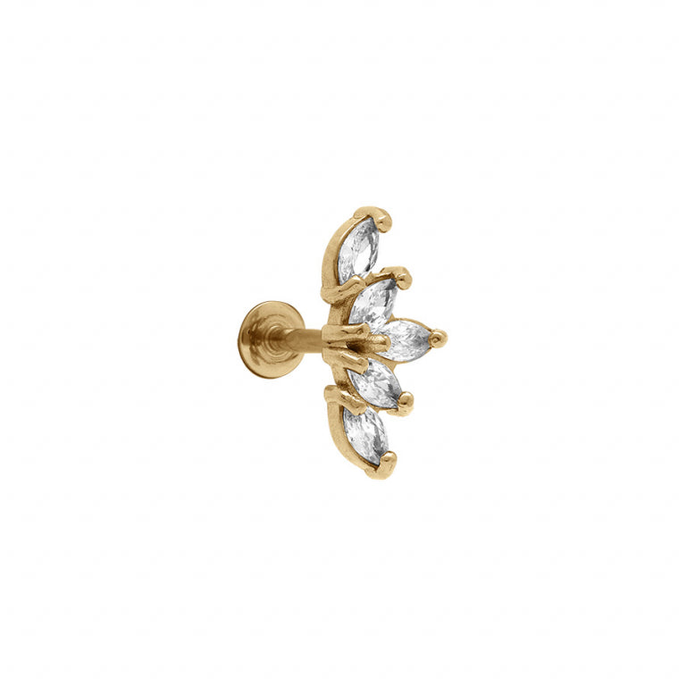 Piercing acier doré motif oxydes blancs pour oreille helix et tragus