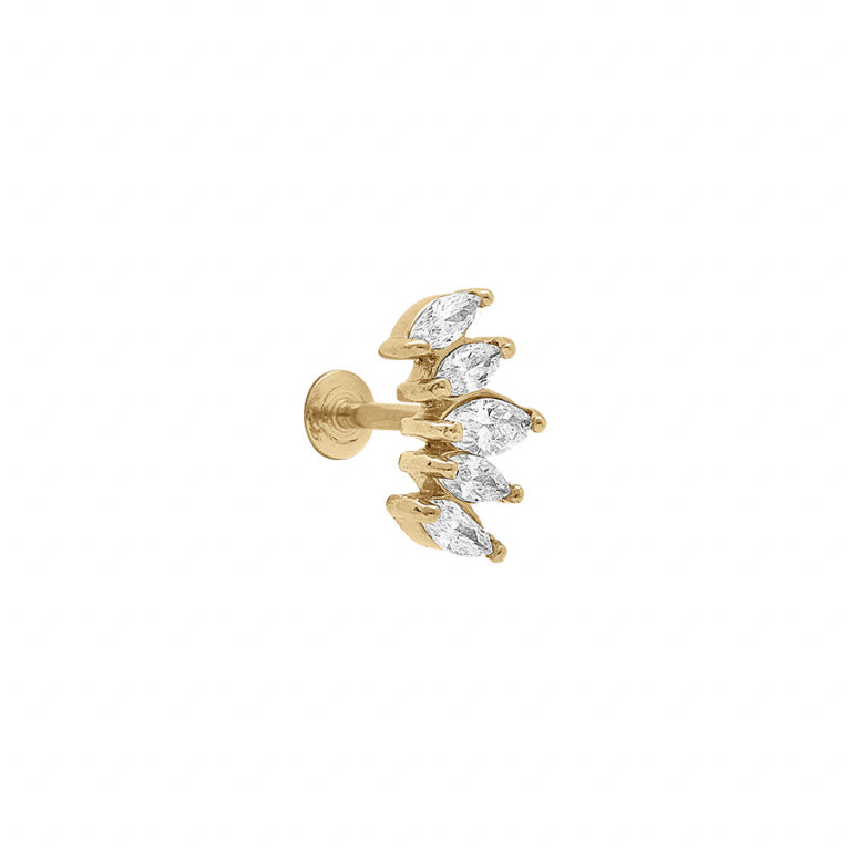 Piercing helix en acier doré avec oxydes de zirconium blancs