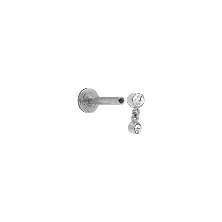 Piercing all'ossido di zirconio bianco – Acciaio argentato | Azuline vista 2
