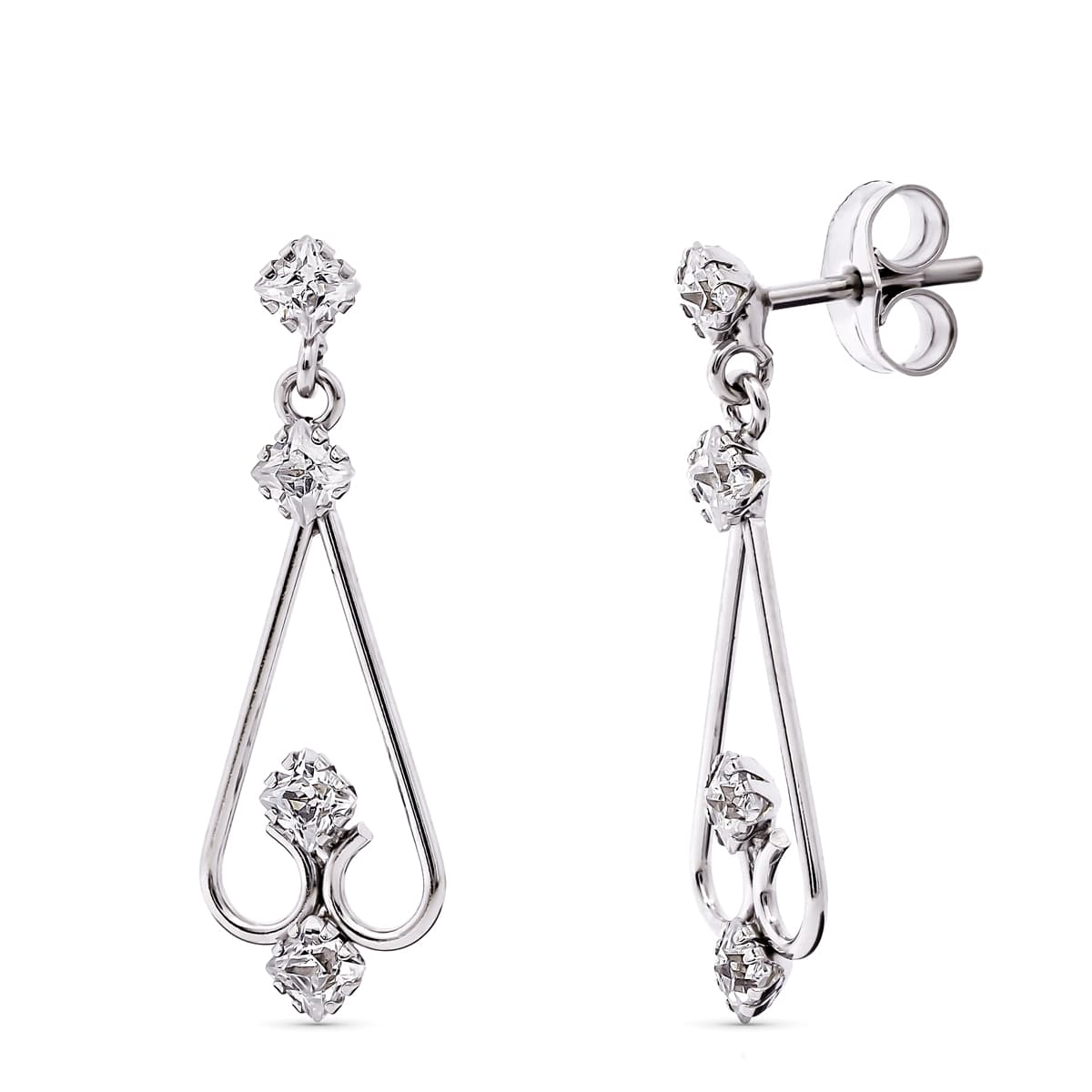 18K vitguld och zirkon örhängen 25X8 mm trycklås
