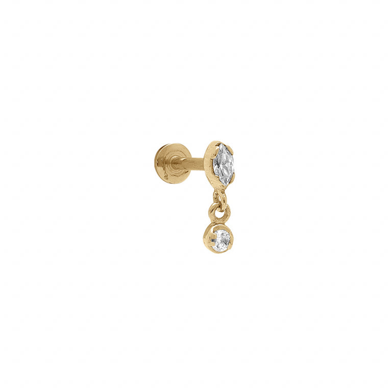 Piercing helix en acier doré avec oxydes de zirconium blancs