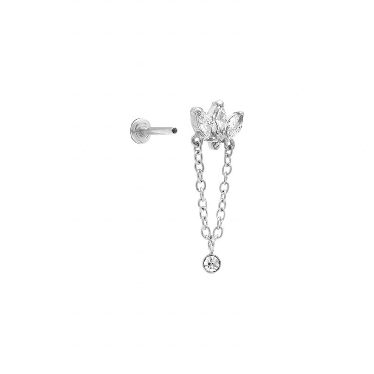 Hvit zirkoniumoksid piercing – Sølvstål | Azulin view 2